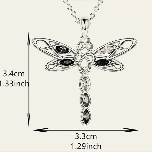 1 LEFT! Silver Colorful Rhinestone Dragonfly Necklace - Picture 5 of 5